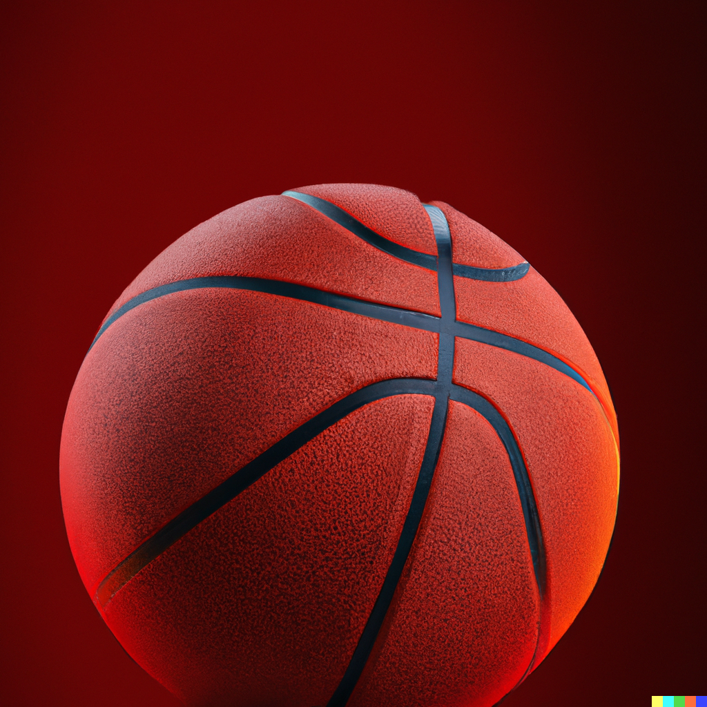 Ein Basketball auf einem dunklen Hintergrund // Foto: DALL-E